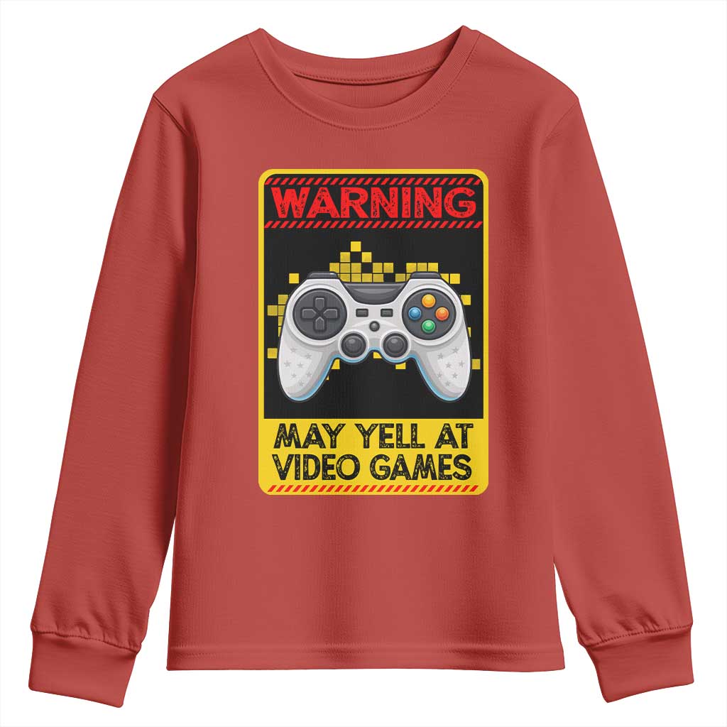 Funny Video Gamer Youth Sweatshirt Warning May Yell At Video Games - Wonder Print Shop
