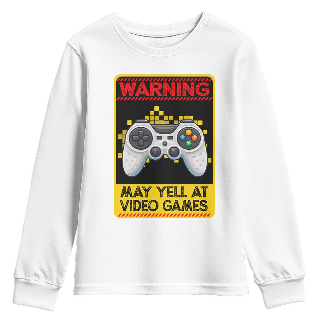 Funny Video Gamer Youth Sweatshirt Warning May Yell At Video Games - Wonder Print Shop