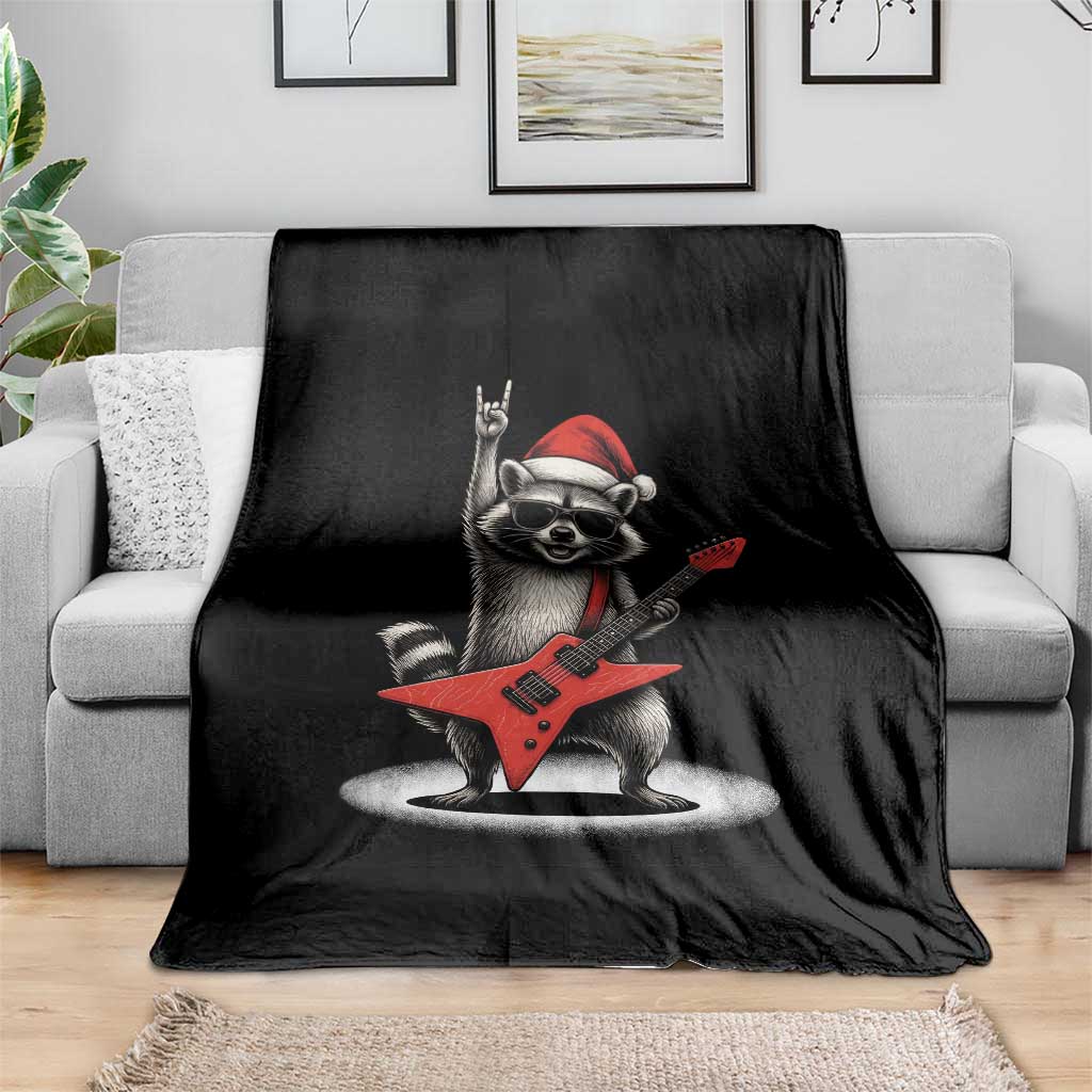 Funny Raccoon Rock Music Christmas Throw Blanket - Wonder Print Shop