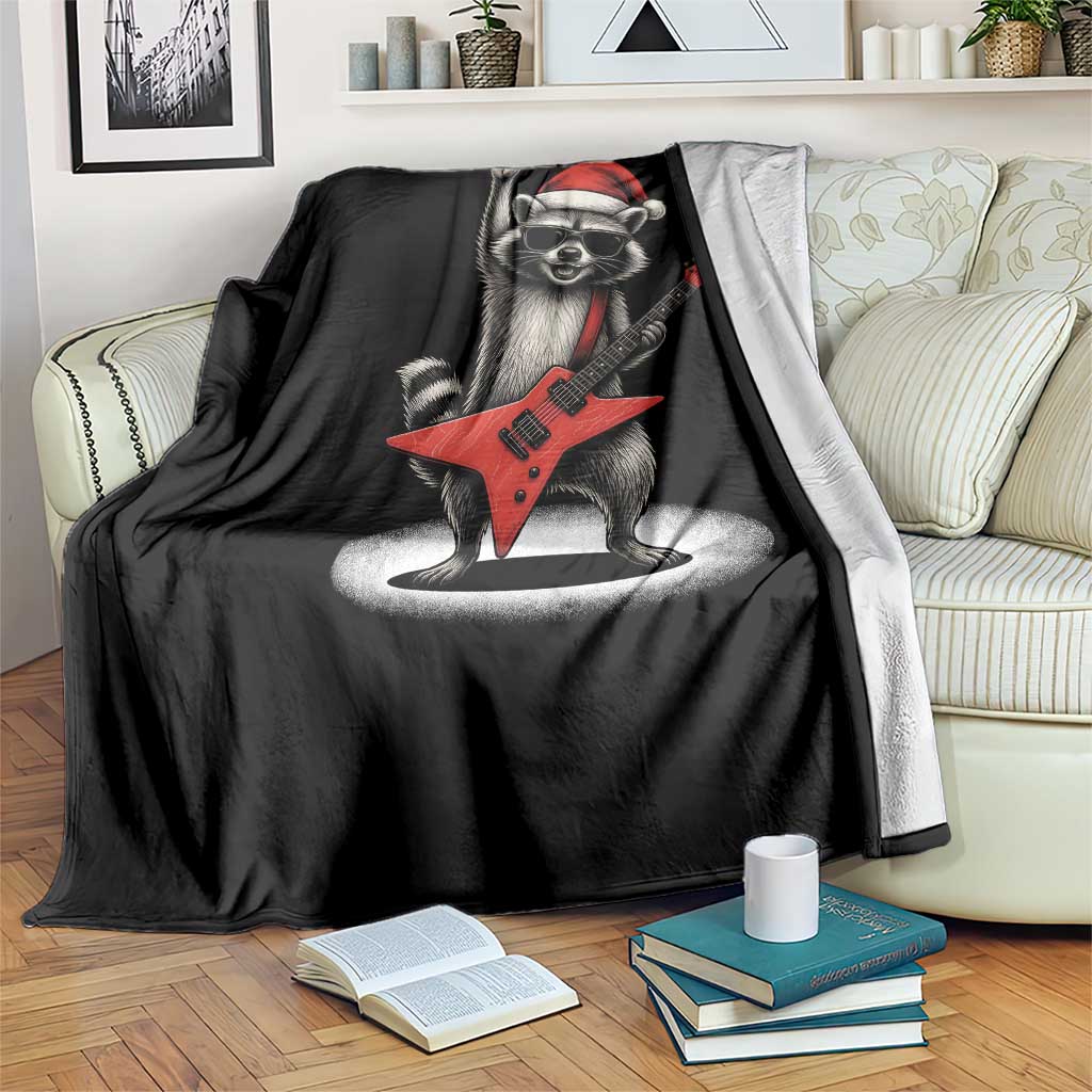 Funny Raccoon Rock Music Christmas Throw Blanket - Wonder Print Shop