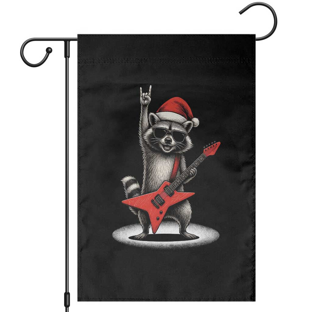 Funny Raccoon Rock Music Christmas Garden Flag - Wonder Print Shop