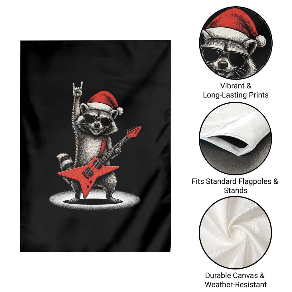 Funny Raccoon Rock Music Christmas Garden Flag - Wonder Print Shop