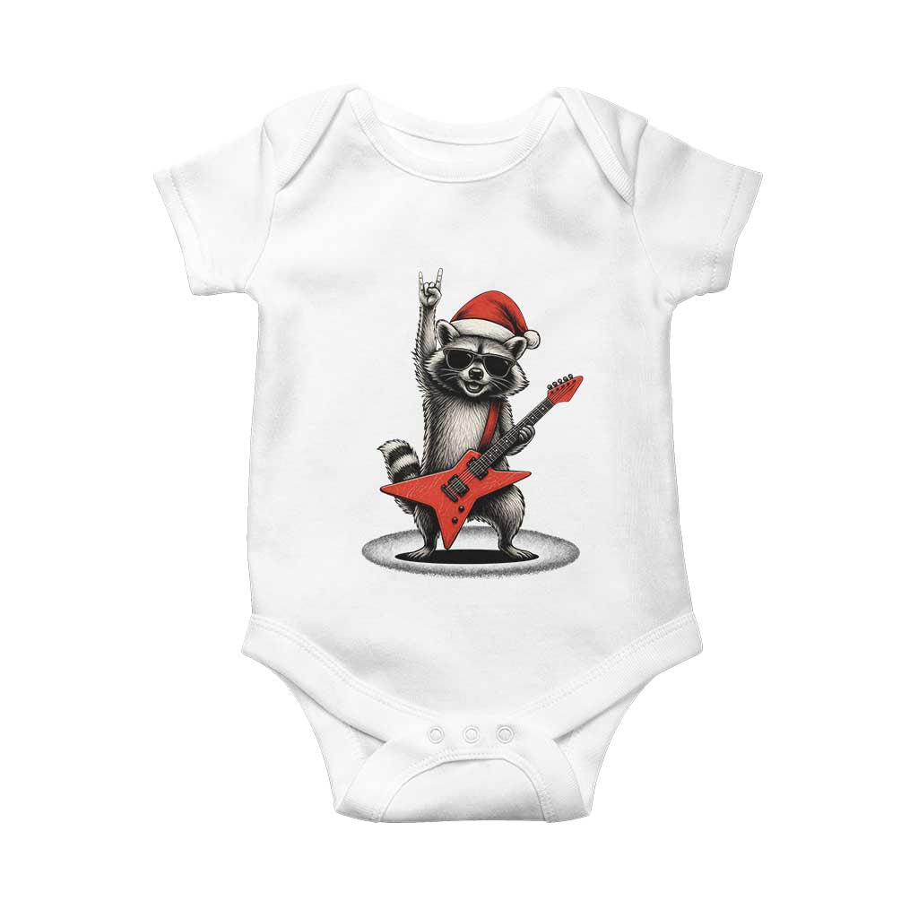 Funny Raccoon Rock Music Christmas Baby Onesie - Wonder Print Shop