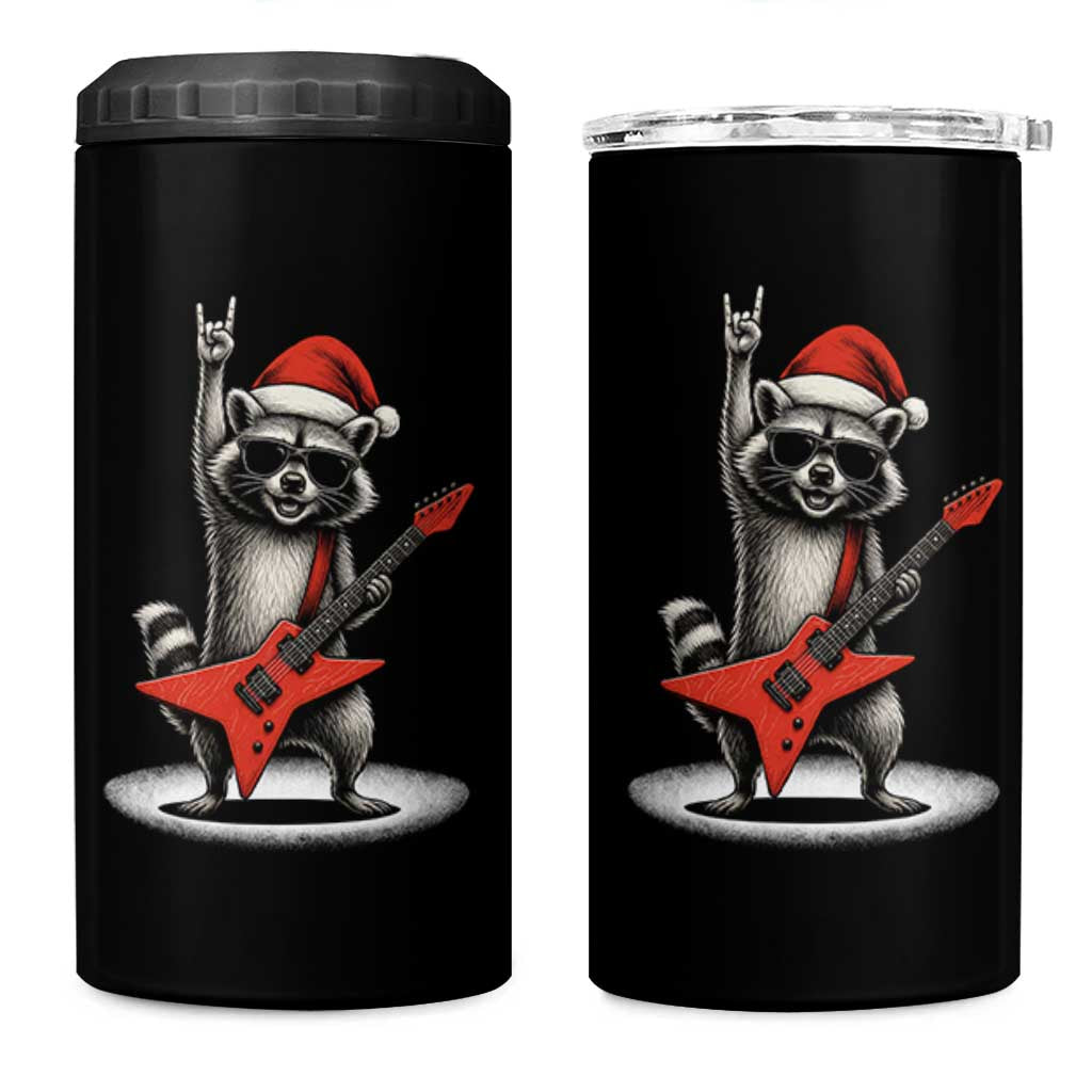 Funny Raccoon Rock Music Christmas 4 in 1 Can Cooler Tumbler - Wonder Print Shop