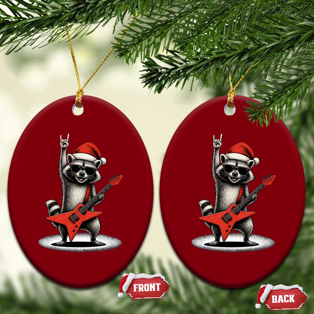 Funny Raccoon Rock Music Christmas Ceramic Ornament - Wonder Print Shop