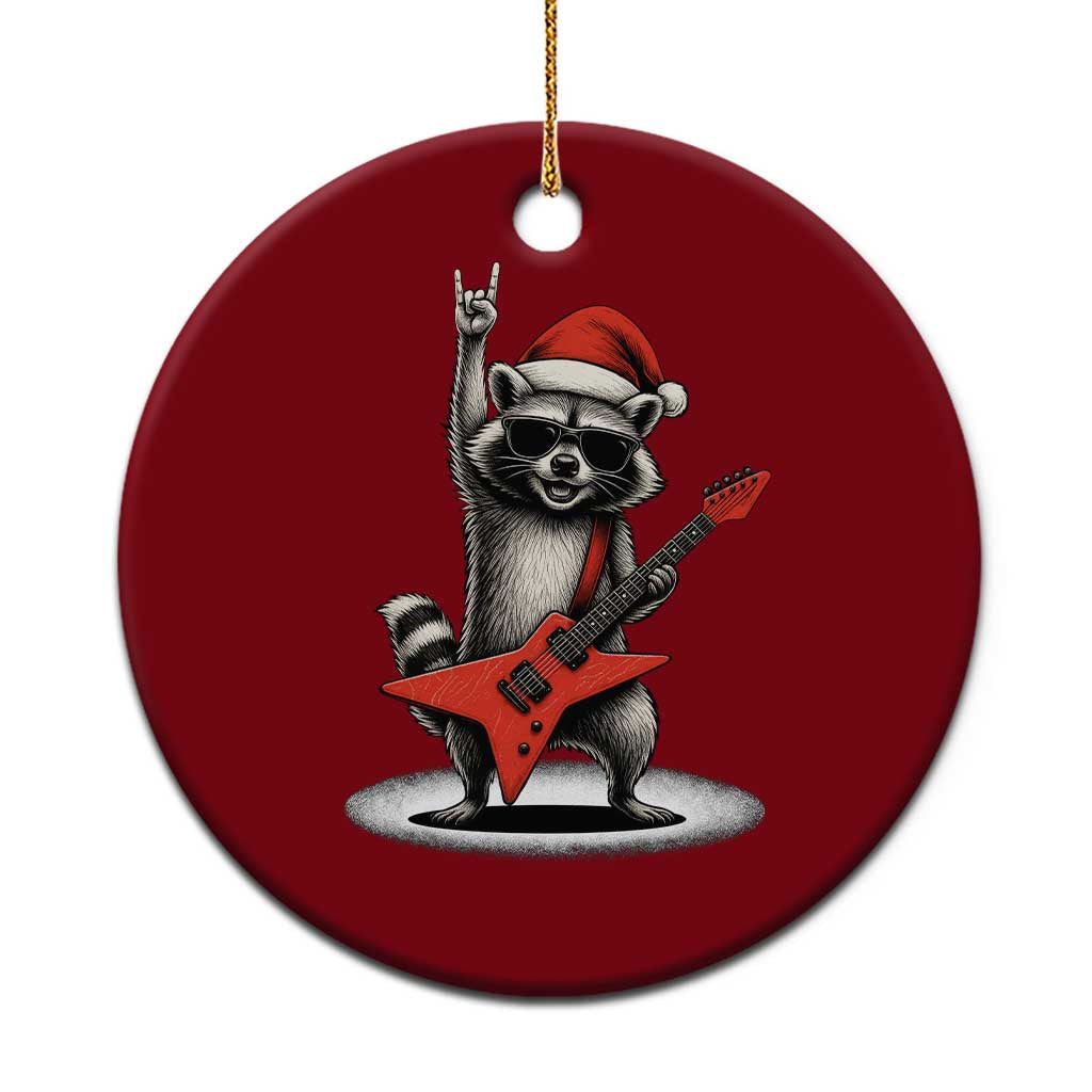 Funny Raccoon Rock Music Christmas Ceramic Ornament - Wonder Print Shop