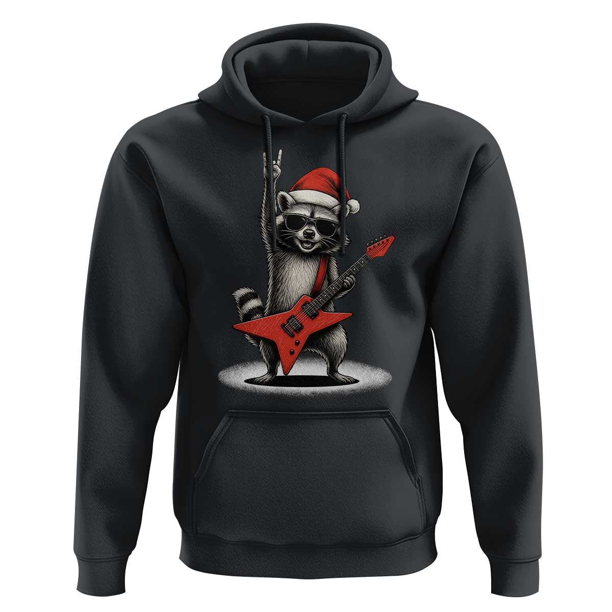 Funny Raccoon Rock Music Christmas Hoodie - Wonder Print Shop