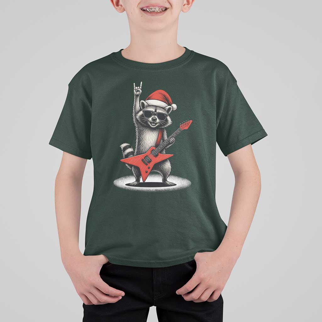 Funny Raccoon Rock Music Christmas T Shirt For Kid - Wonder Print Shop