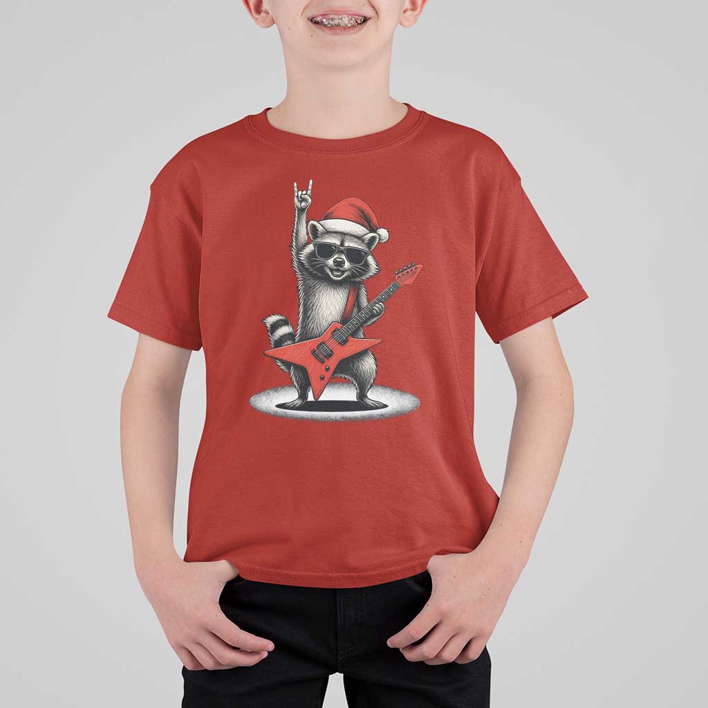 Funny Raccoon Rock Music Christmas T Shirt For Kid - Wonder Print Shop