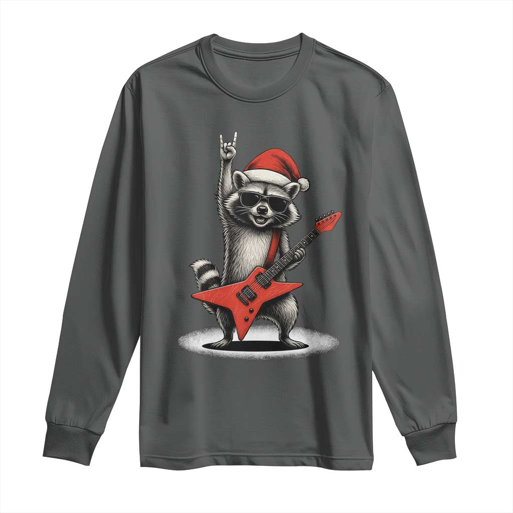 Funny Raccoon Rock Music Christmas Long Sleeve Shirt - Wonder Print Shop