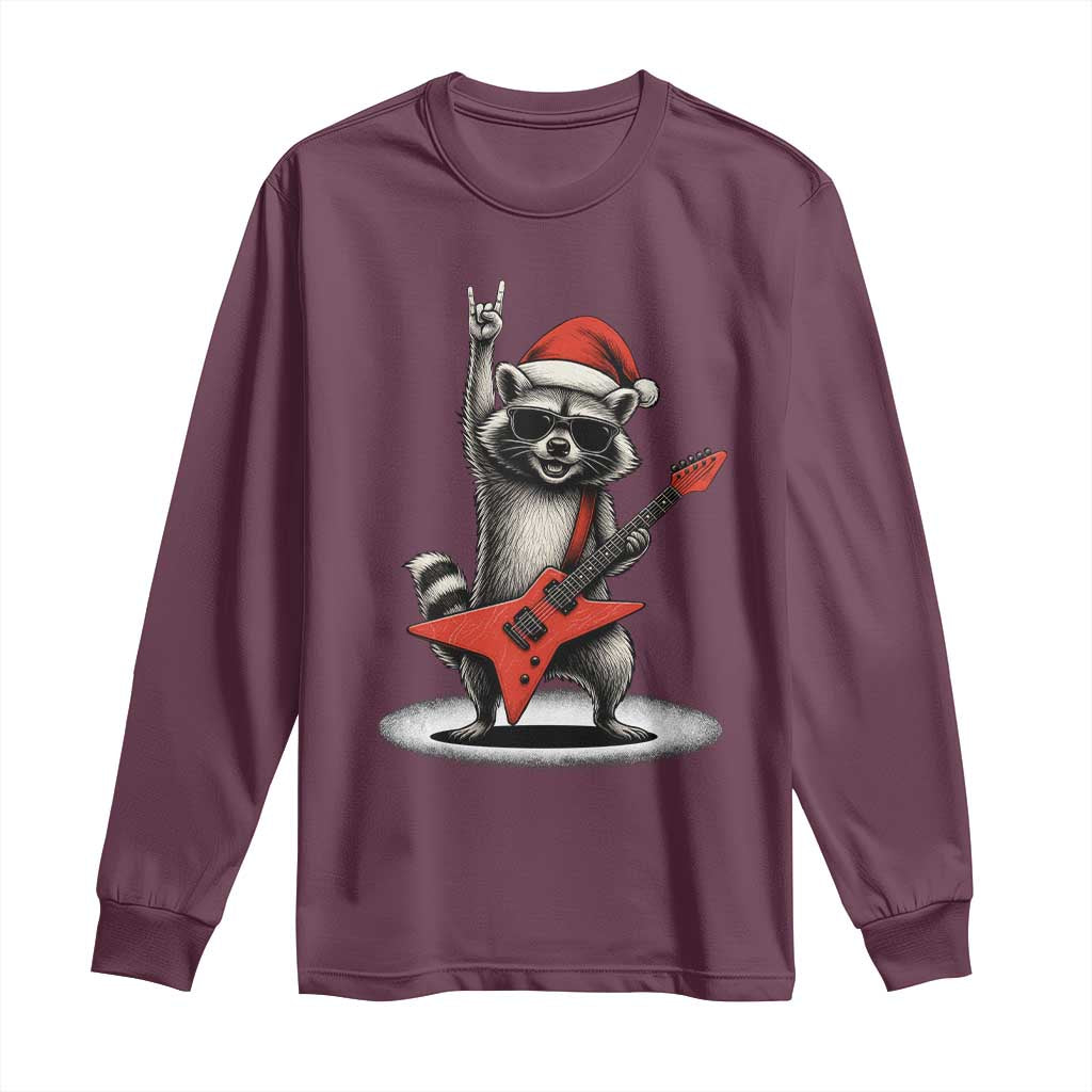 Funny Raccoon Rock Music Christmas Long Sleeve Shirt - Wonder Print Shop