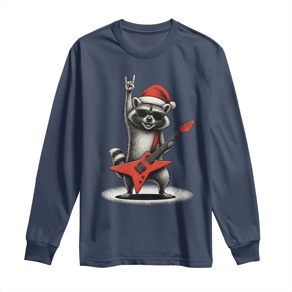 Funny Raccoon Rock Music Christmas Long Sleeve Shirt - Wonder Print Shop