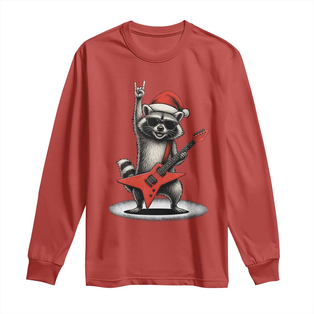 Funny Raccoon Rock Music Christmas Long Sleeve Shirt - Wonder Print Shop