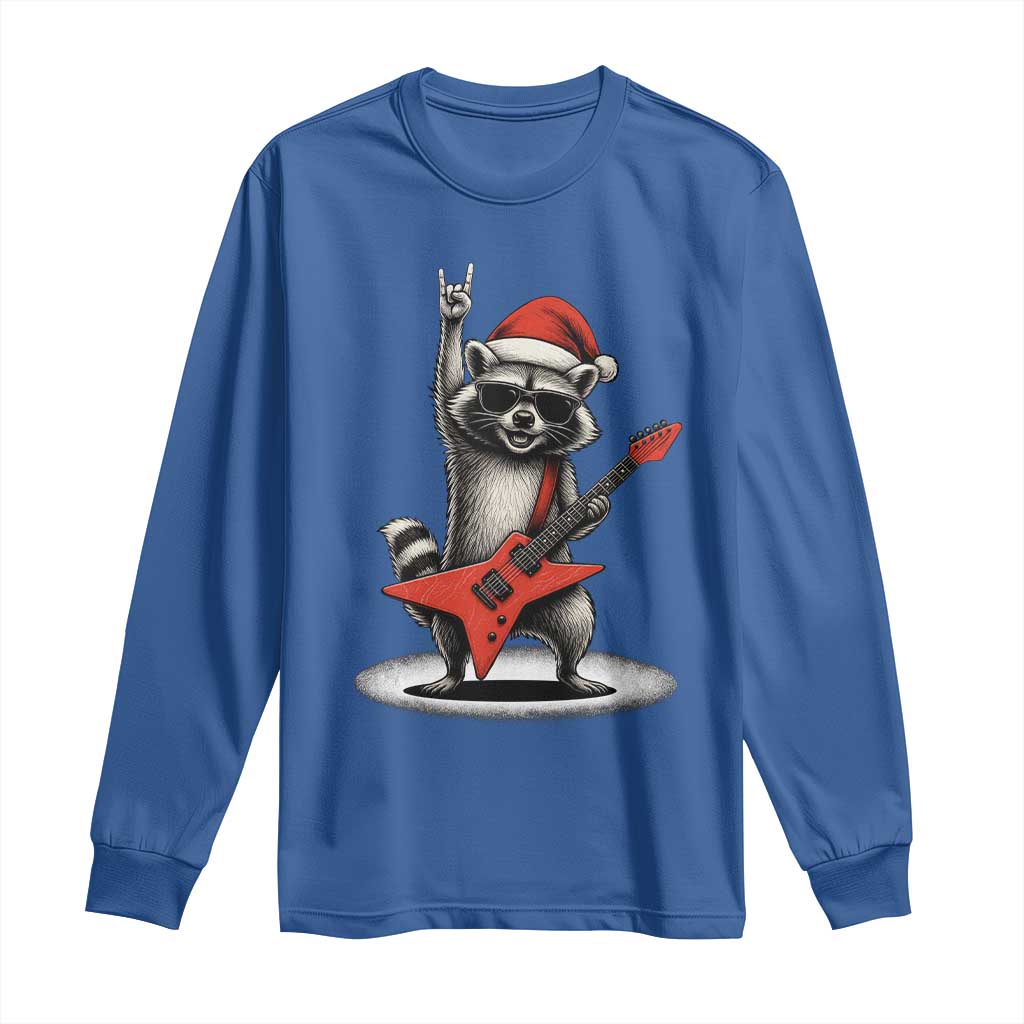 Funny Raccoon Rock Music Christmas Long Sleeve Shirt - Wonder Print Shop