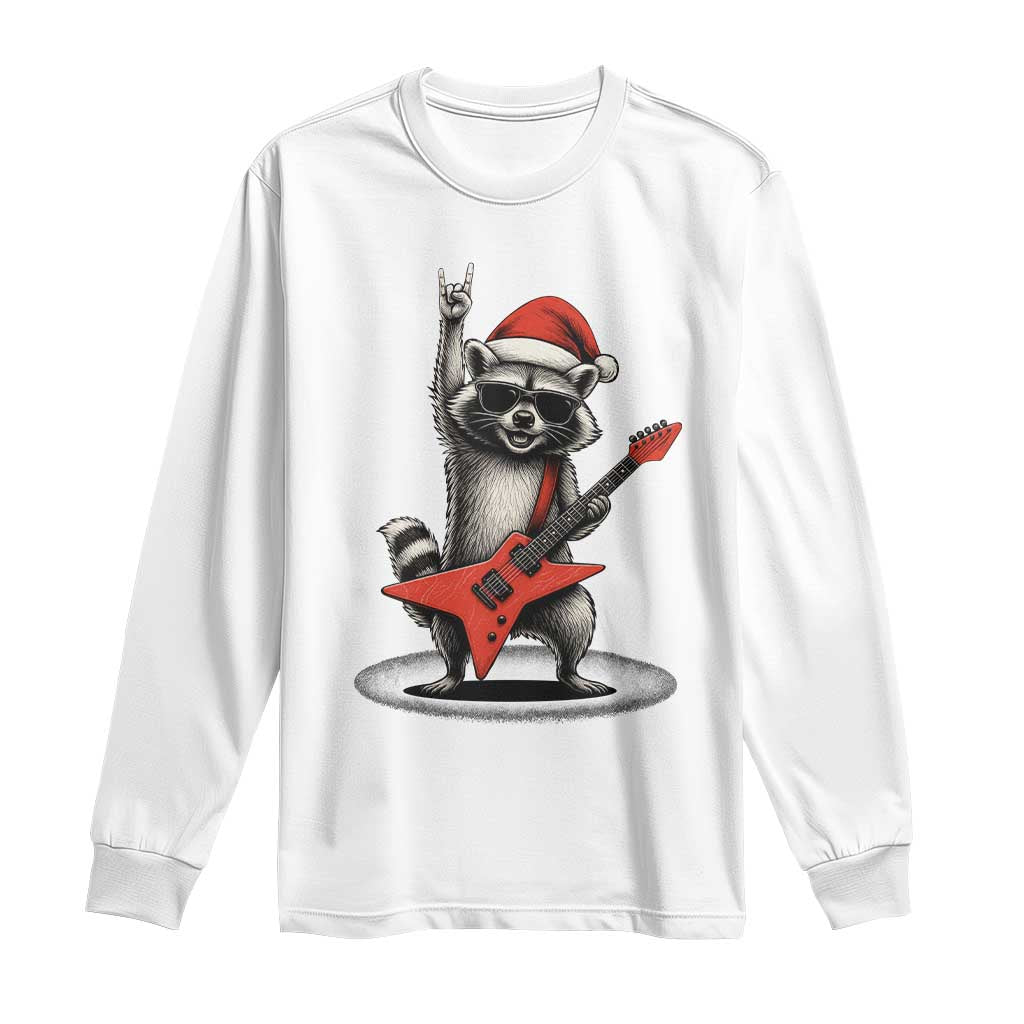 Funny Raccoon Rock Music Christmas Long Sleeve Shirt - Wonder Print Shop