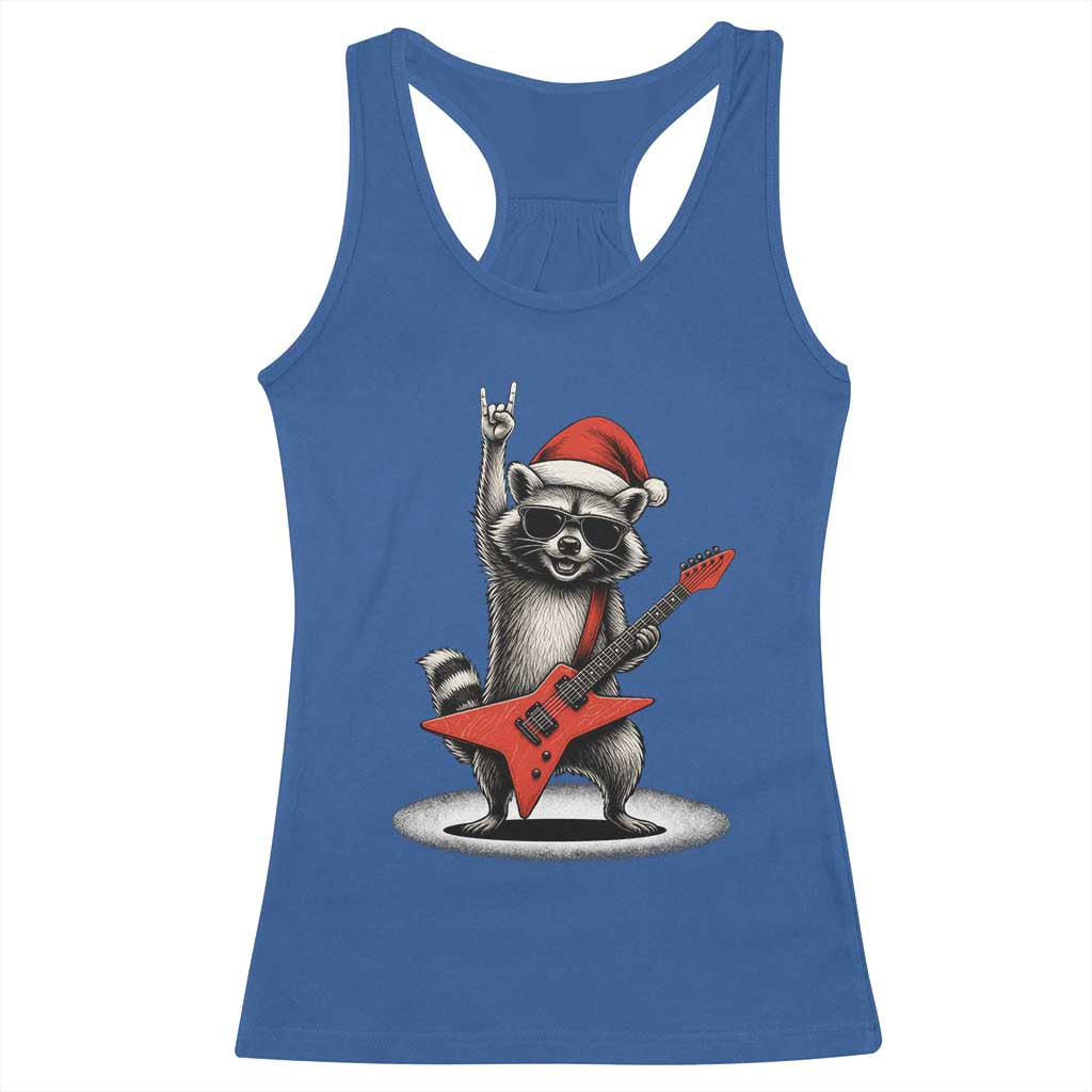 Funny Raccoon Rock Music Christmas Racerback Tank Top - Wonder Print Shop