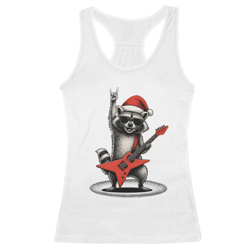 Funny Raccoon Rock Music Christmas Racerback Tank Top - Wonder Print Shop