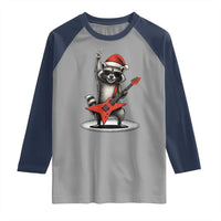 Funny Raccoon Rock Music Christmas Raglan Shirt - Wonder Print Shop