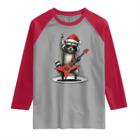 Funny Raccoon Rock Music Christmas Raglan Shirt - Wonder Print Shop