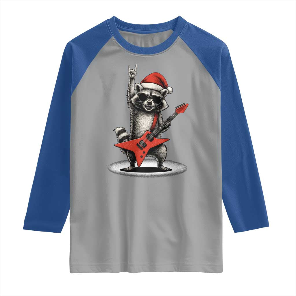 Funny Raccoon Rock Music Christmas Raglan Shirt - Wonder Print Shop