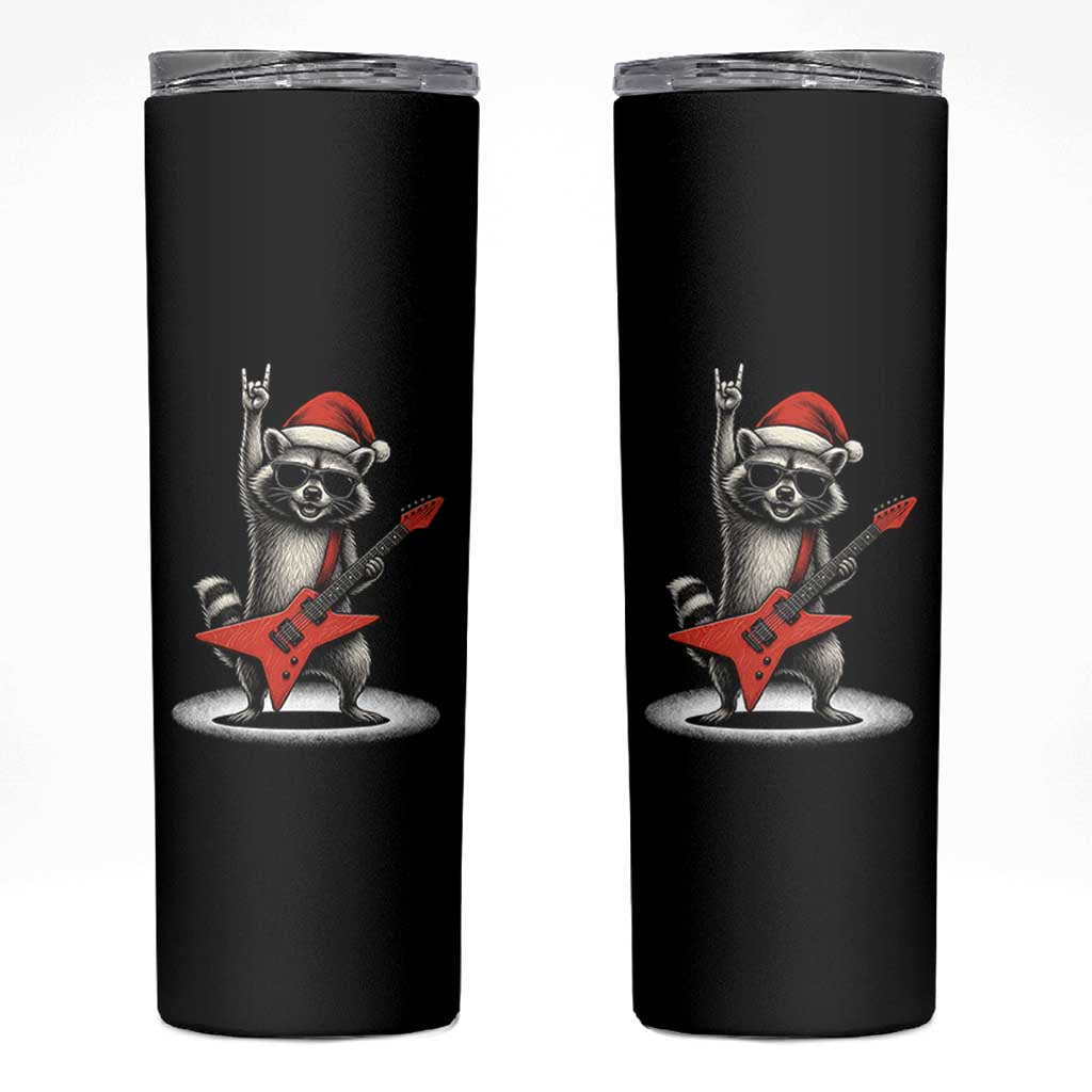 Funny Raccoon Rock Music Christmas Skinny Tumbler - Wonder Print Shop