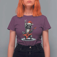 Funny Raccoon Rock Music Christmas T Shirt For Women - Wonder Print Shop
