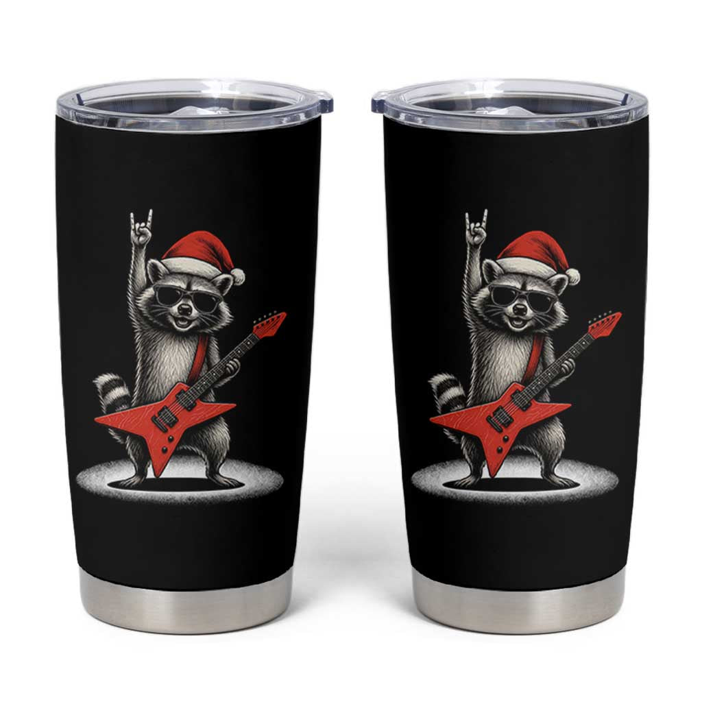 Funny Raccoon Rock Music Christmas Tumbler Cup - Wonder Print Shop