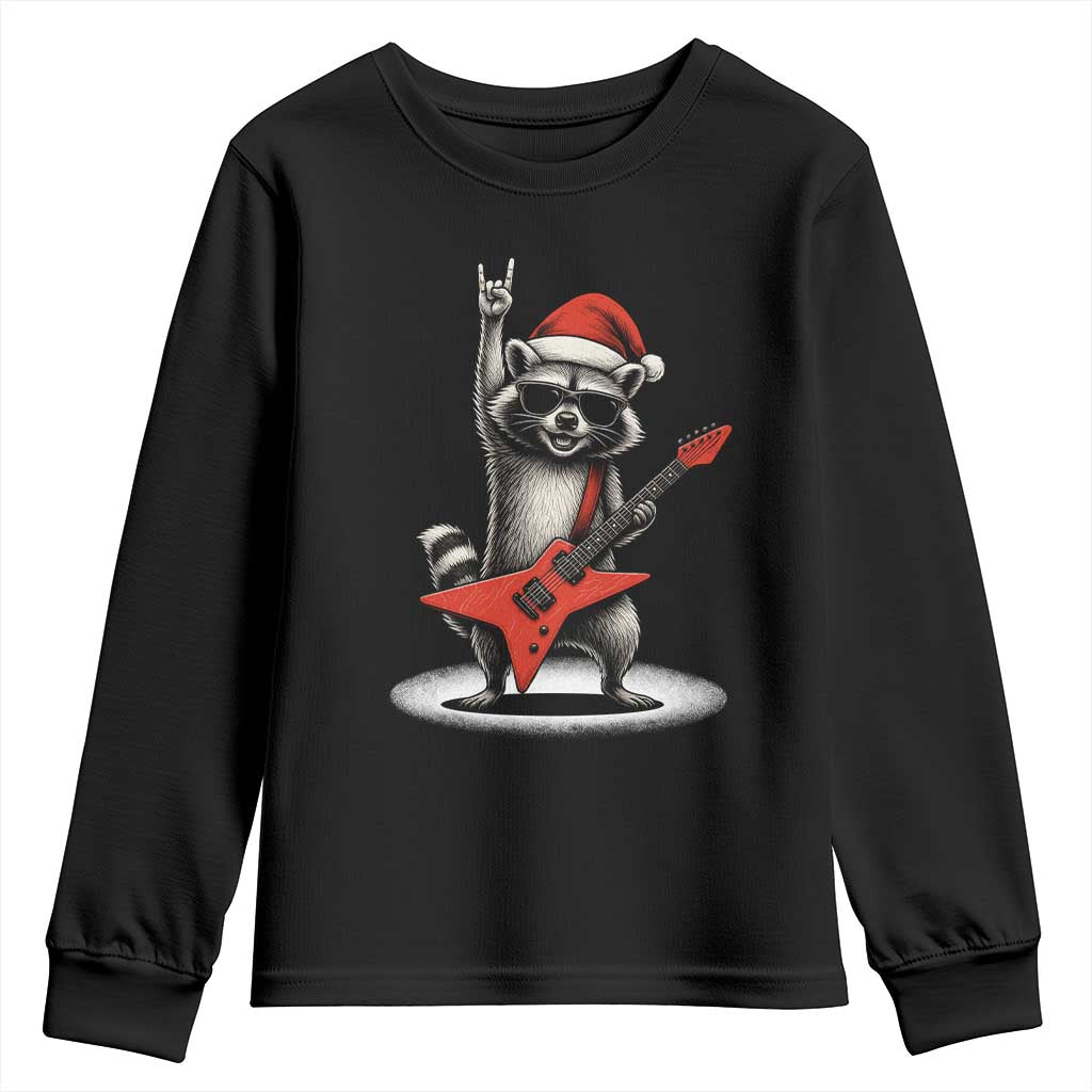 Funny Raccoon Rock Music Christmas Youth Sweatshirt - Wonder Print Shop