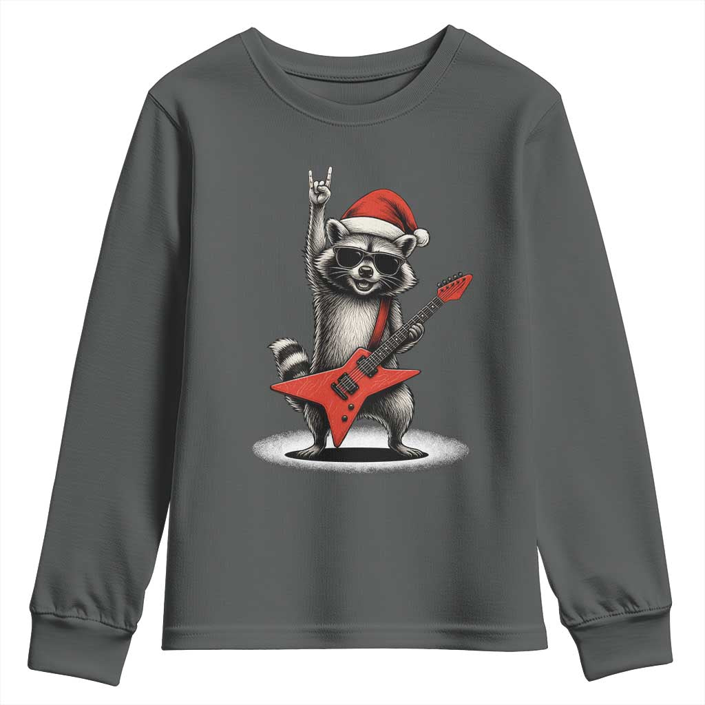 Funny Raccoon Rock Music Christmas Youth Sweatshirt - Wonder Print Shop