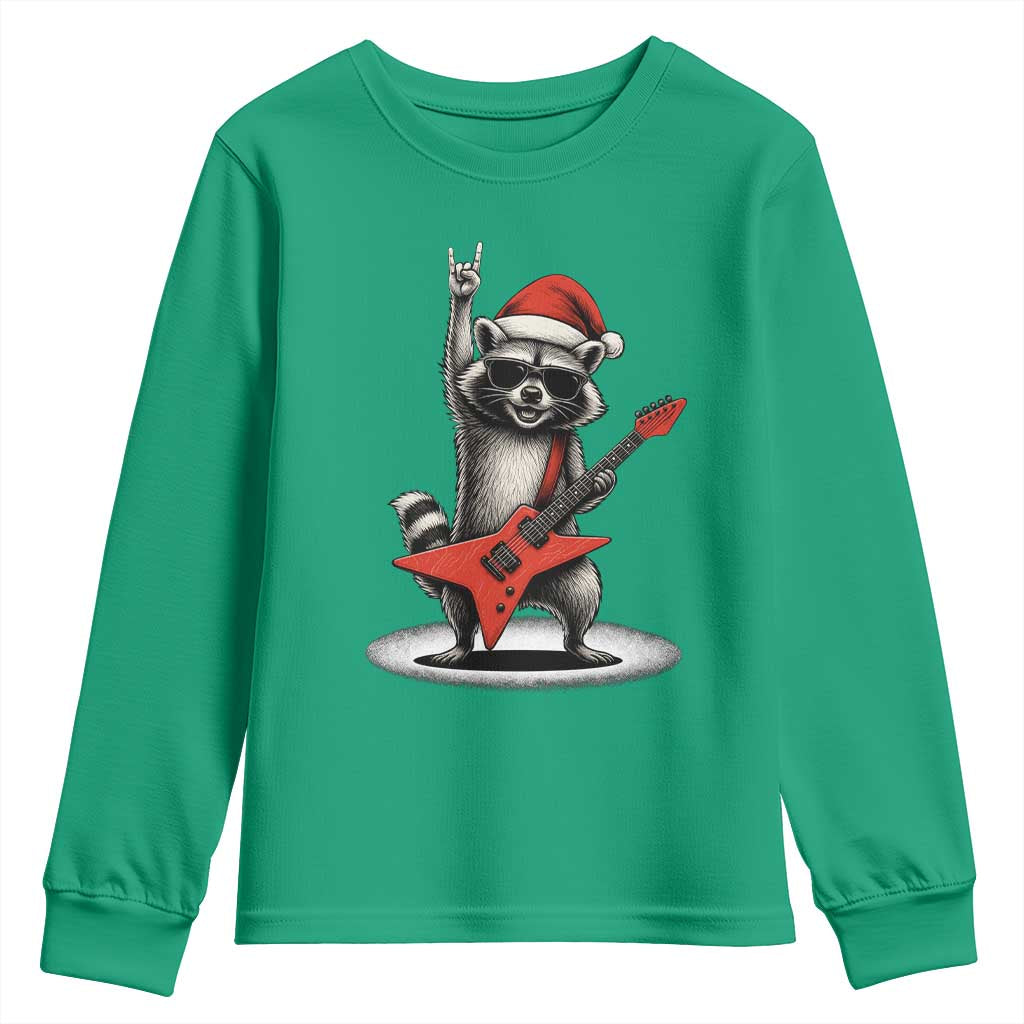 Funny Raccoon Rock Music Christmas Youth Sweatshirt - Wonder Print Shop