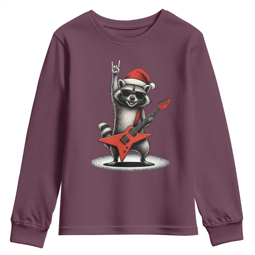 Funny Raccoon Rock Music Christmas Youth Sweatshirt - Wonder Print Shop