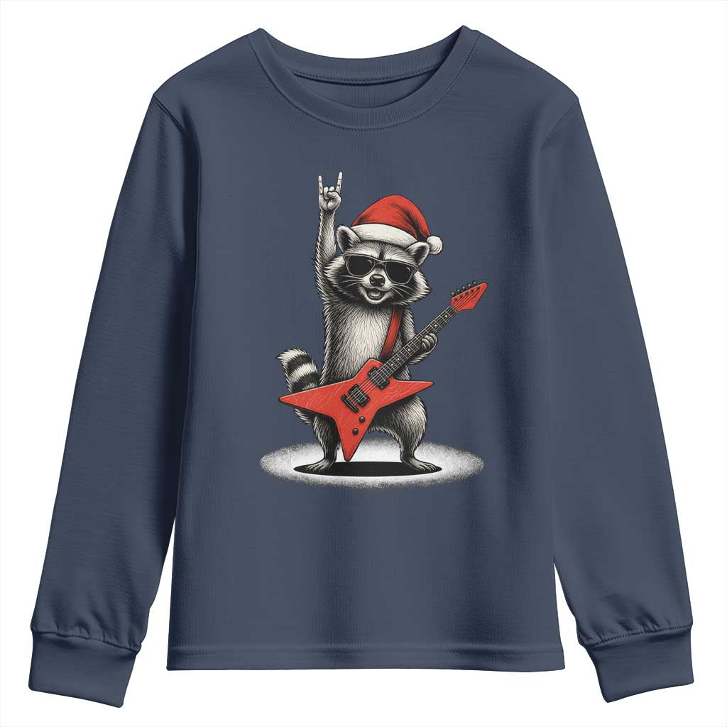 Funny Raccoon Rock Music Christmas Youth Sweatshirt - Wonder Print Shop