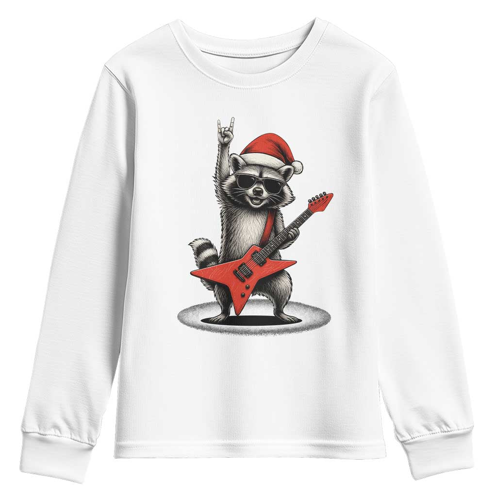 Funny Raccoon Rock Music Christmas Youth Sweatshirt - Wonder Print Shop