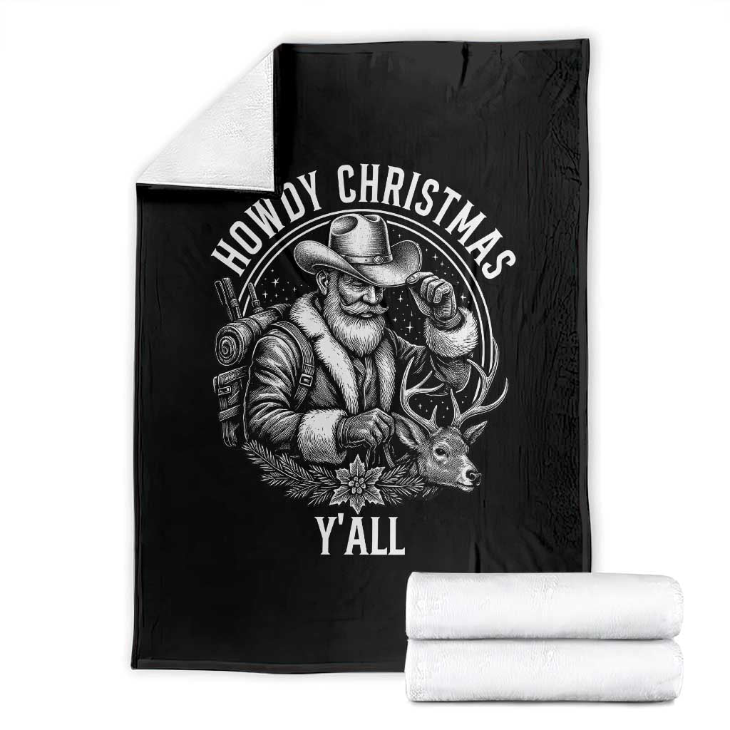 Cowboy Santa Claus Throw Blanket Howdy Christmas Y'all Western Country - Wonder Print Shop