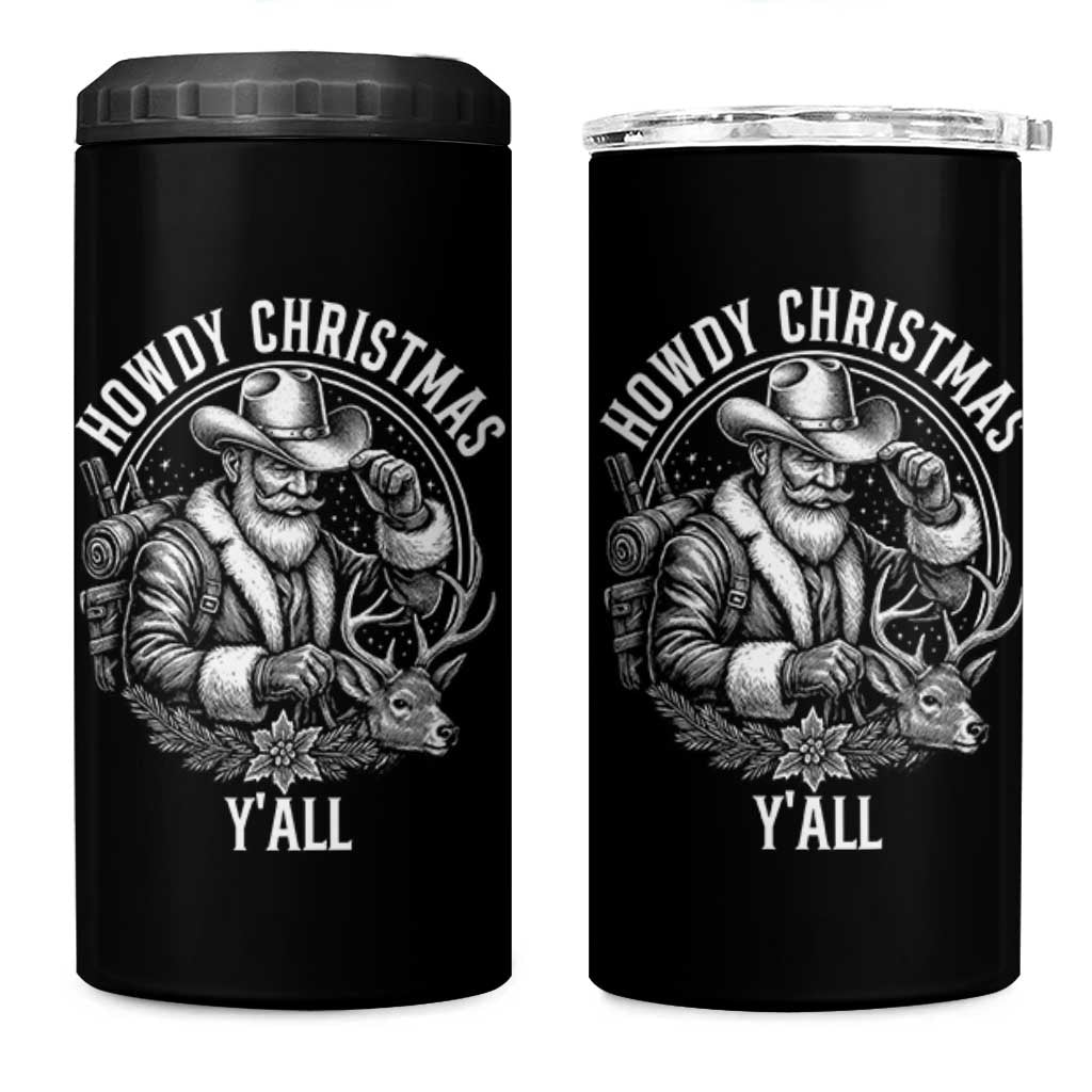 Cowboy Santa Claus 4 in 1 Can Cooler Tumbler Howdy Christmas Y'all Western Country - Wonder Print Shop