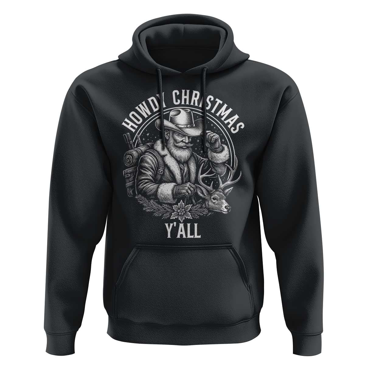 Cowboy Santa Claus Hoodie Howdy Christmas Y'all Western Country - Wonder Print Shop