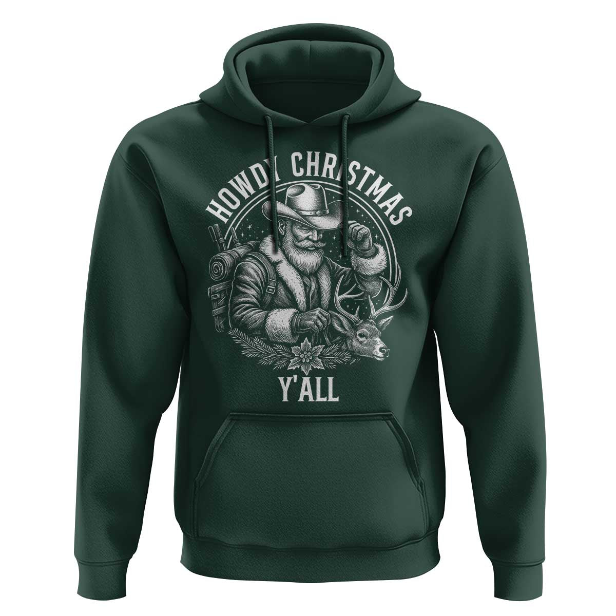 Cowboy Santa Claus Hoodie Howdy Christmas Y'all Western Country - Wonder Print Shop