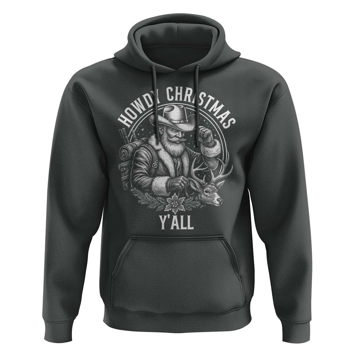 Cowboy Santa Claus Hoodie Howdy Christmas Y'all Western Country - Wonder Print Shop
