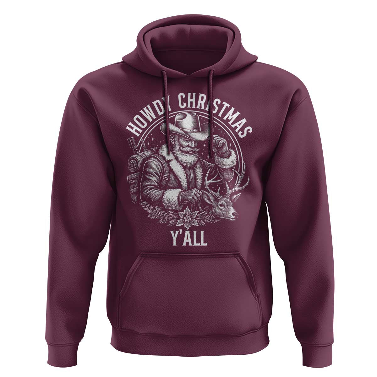 Cowboy Santa Claus Hoodie Howdy Christmas Y'all Western Country - Wonder Print Shop