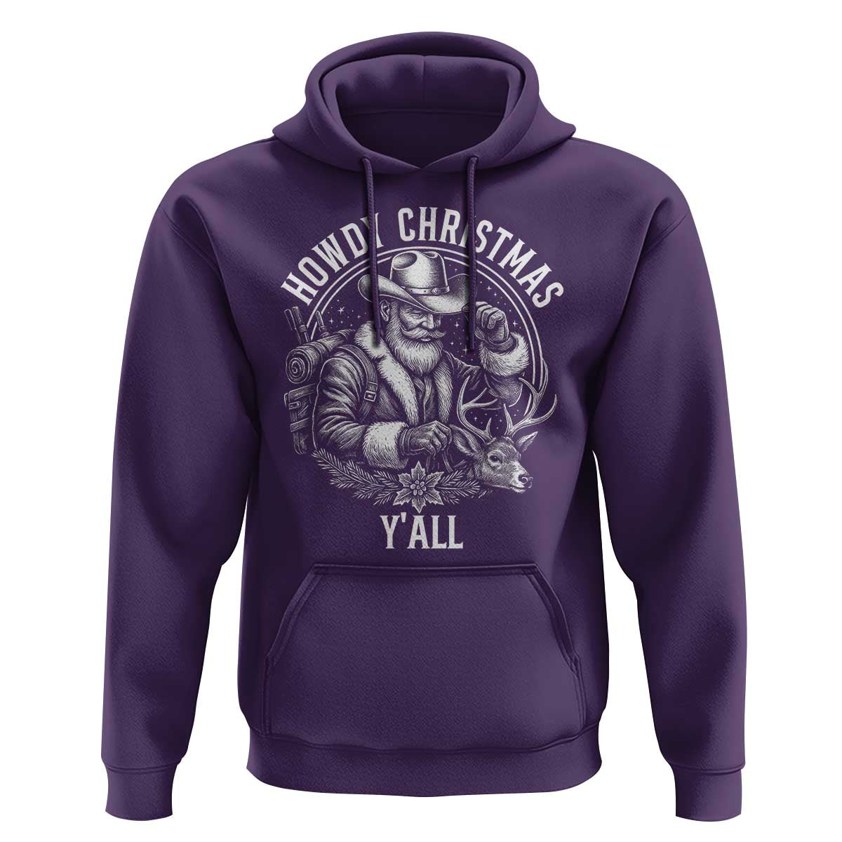 Cowboy Santa Claus Hoodie Howdy Christmas Y'all Western Country - Wonder Print Shop