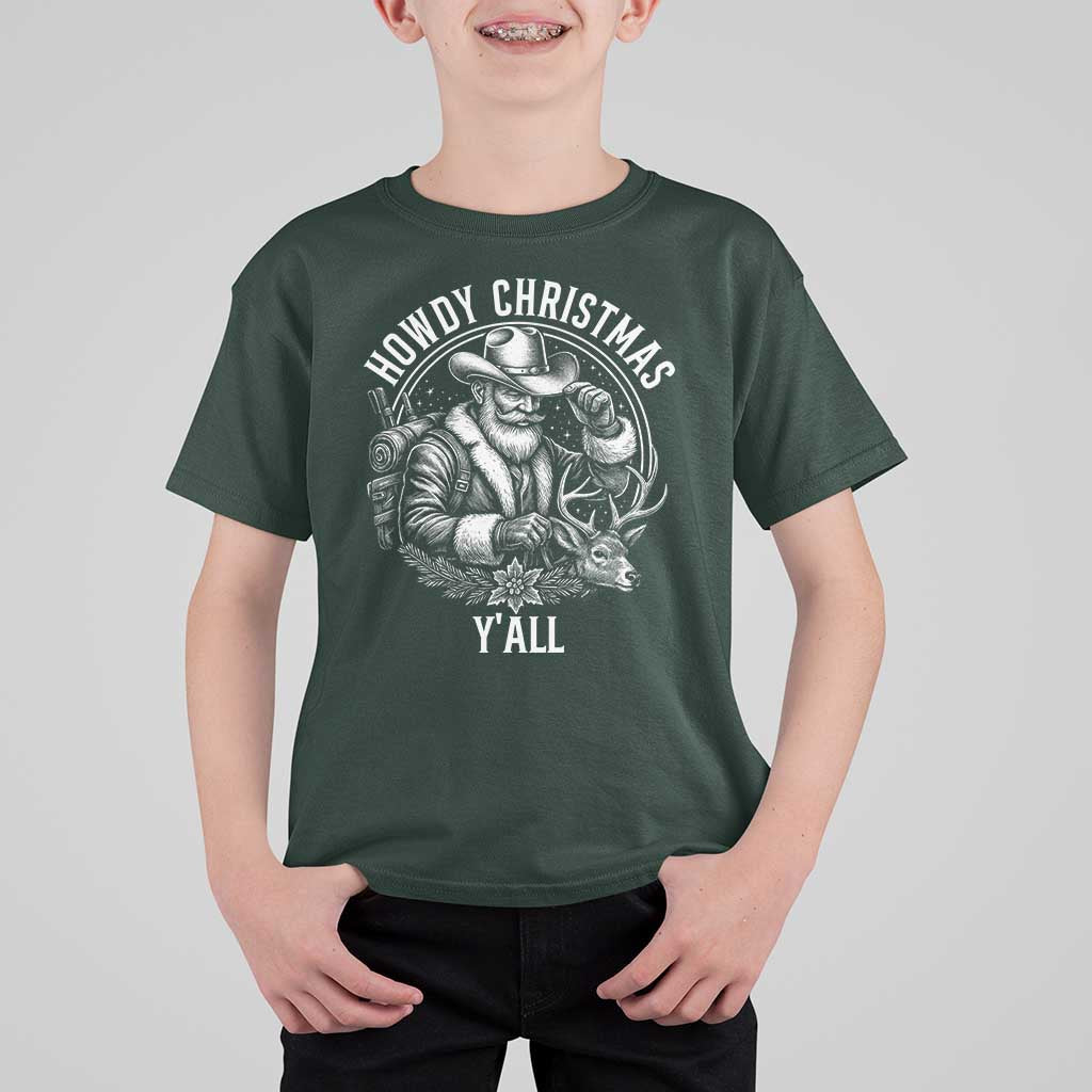 Cowboy Santa Claus T Shirt For Kid Howdy Christmas Y'all Western Country - Wonder Print Shop
