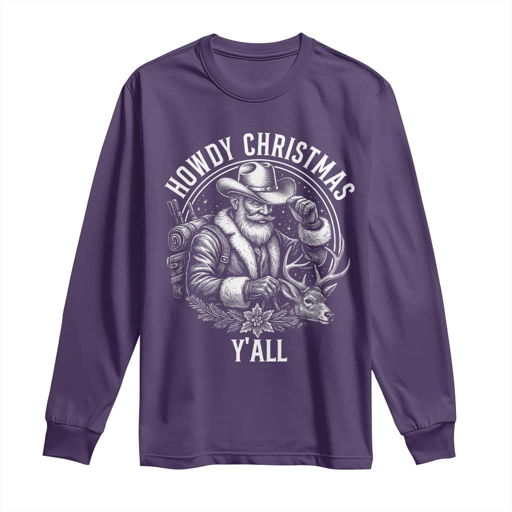 Cowboy Santa Claus Long Sleeve Shirt Howdy Christmas Y'all Western Country - Wonder Print Shop