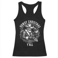 Cowboy Santa Claus Racerback Tank Top Howdy Christmas Y'all Western Country - Wonder Print Shop