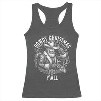 Cowboy Santa Claus Racerback Tank Top Howdy Christmas Y'all Western Country - Wonder Print Shop