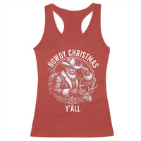 Cowboy Santa Claus Racerback Tank Top Howdy Christmas Y'all Western Country - Wonder Print Shop
