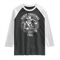 Cowboy Santa Claus Raglan Shirt Howdy Christmas Y'all Western Country - Wonder Print Shop