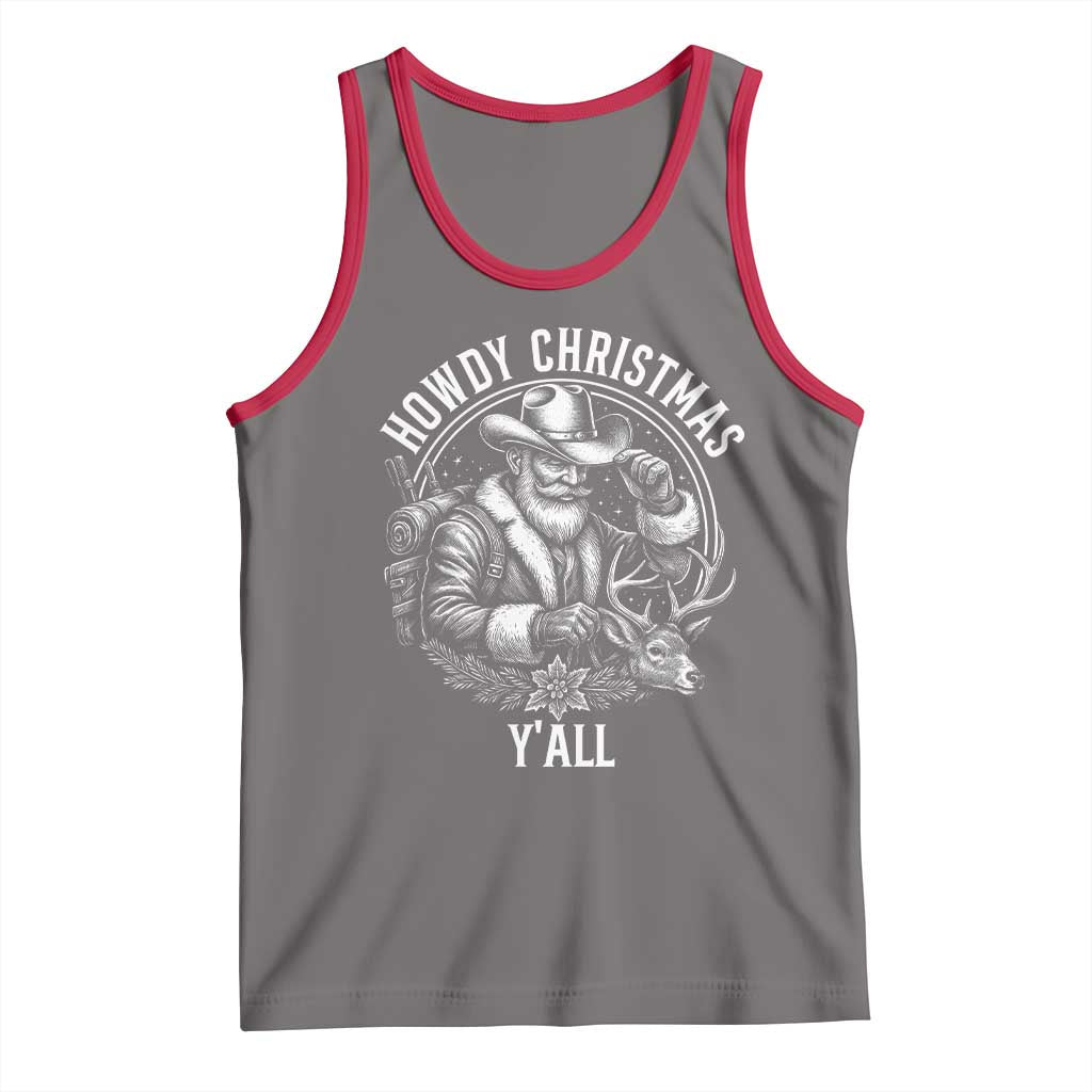 Cowboy Santa Claus Tank Top Howdy Christmas Y'all Western Country - Wonder Print Shop