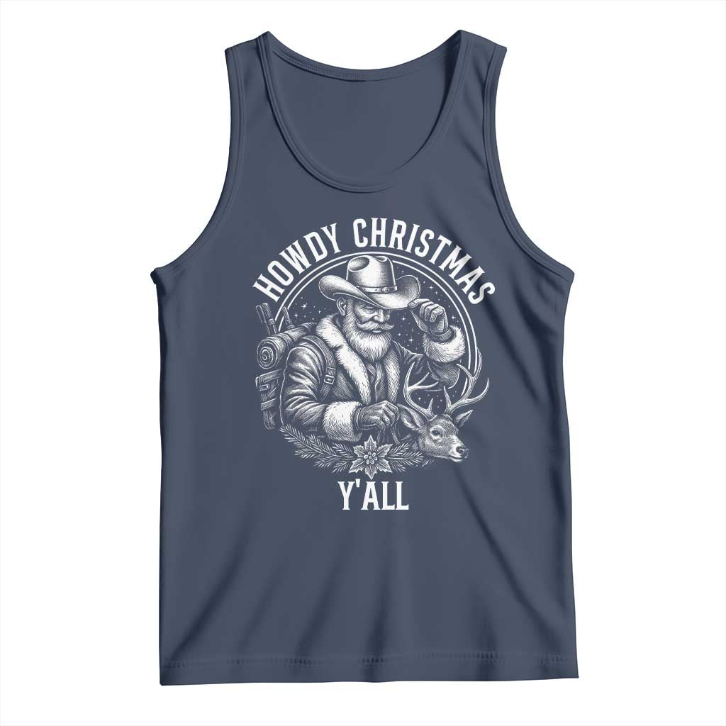 Cowboy Santa Claus Tank Top Howdy Christmas Y'all Western Country - Wonder Print Shop