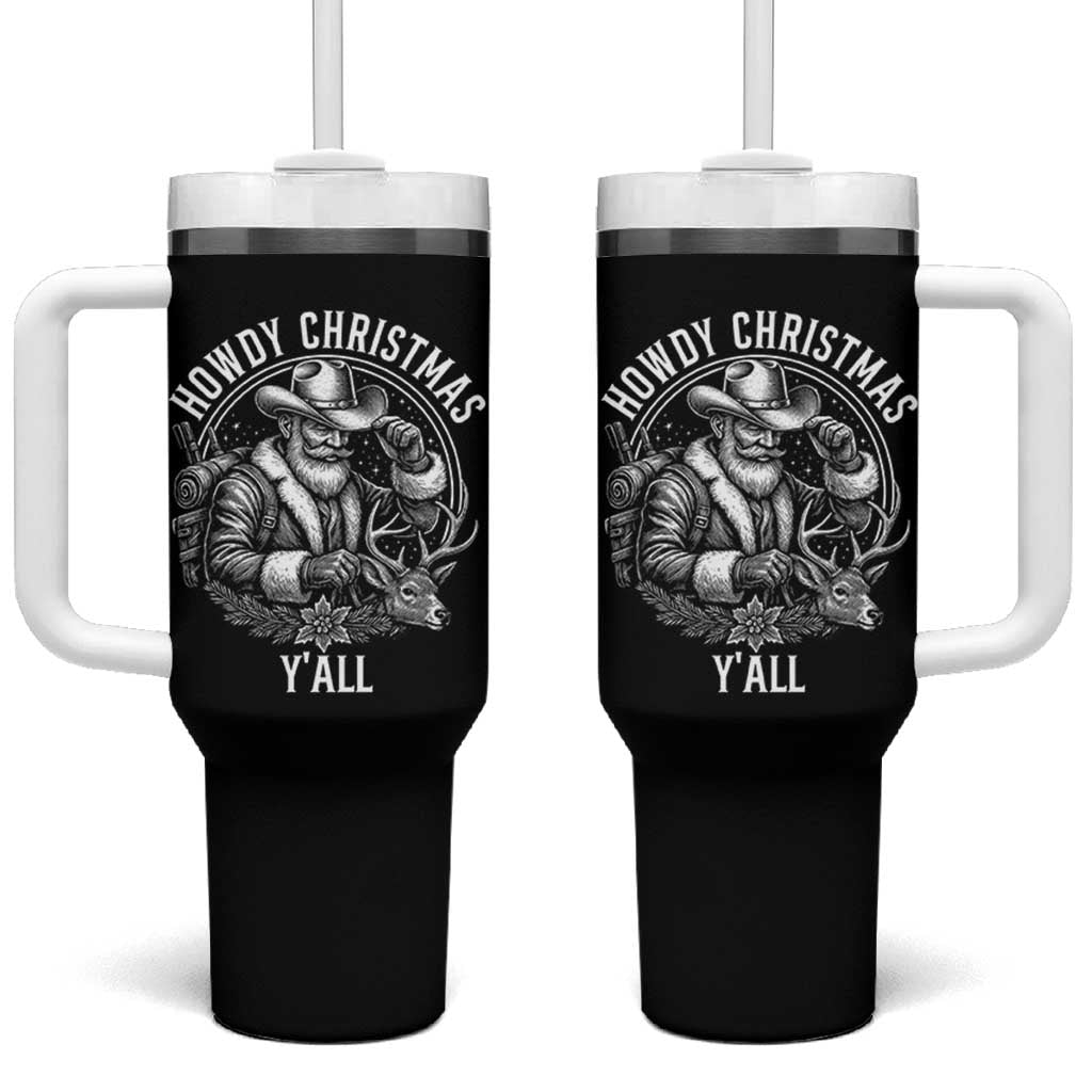 Cowboy Santa Claus Tumbler With Handle Howdy Christmas Y'all Western Country - Wonder Print Shop