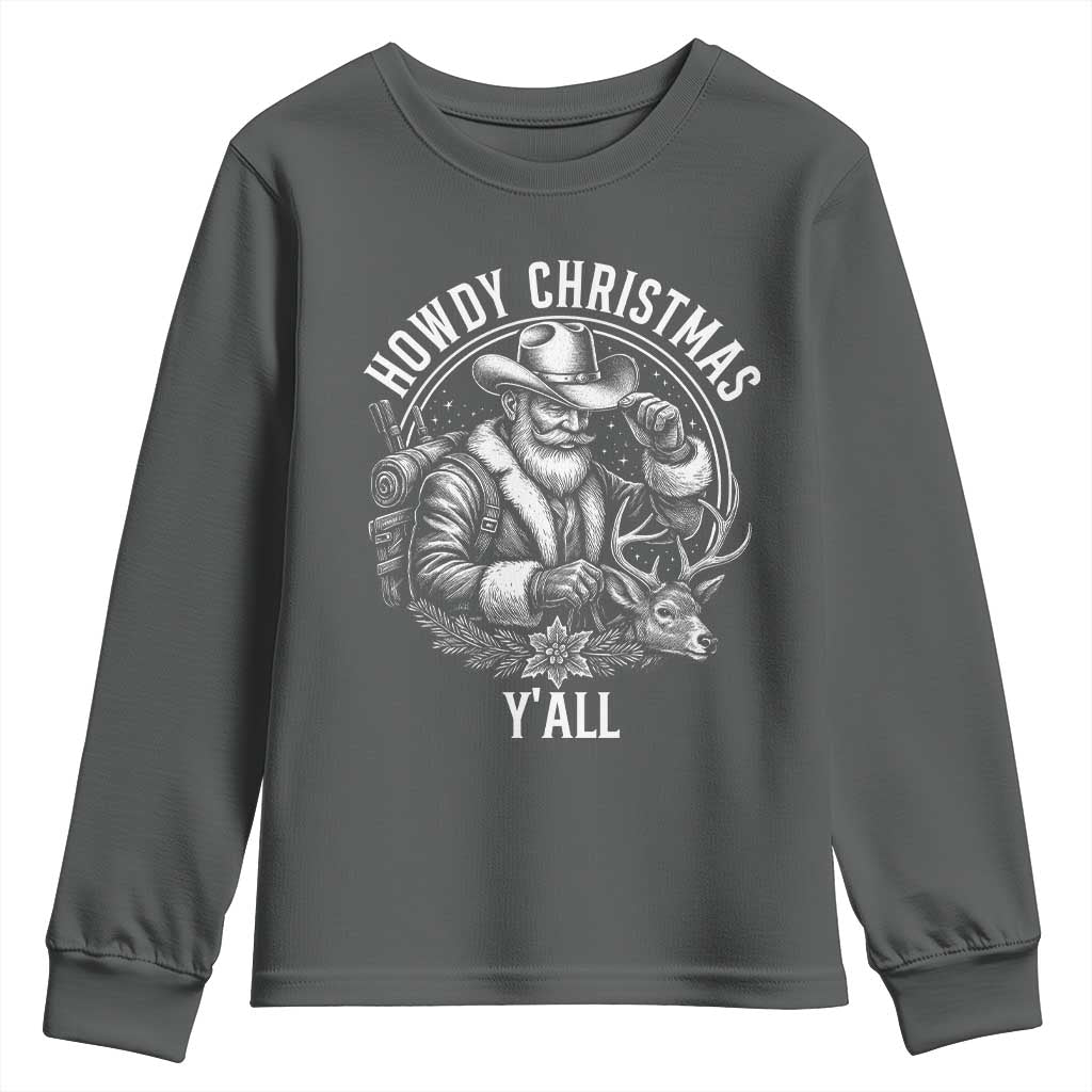 Cowboy Santa Claus Youth Sweatshirt Howdy Christmas Y'all Western Country - Wonder Print Shop